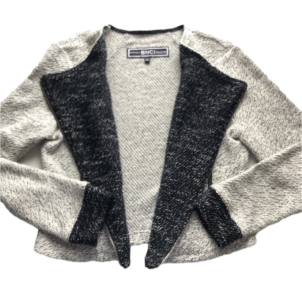 BNCI By Blanc Noir Asymmetrical Zip Sweater Coat Cardigan